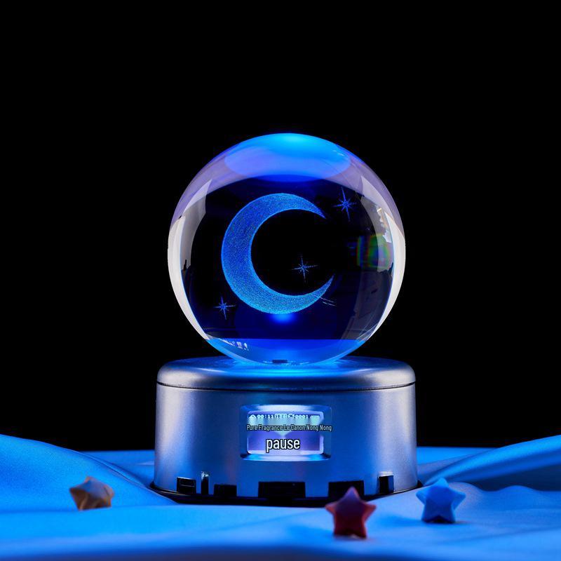 Mond und Sterne 3D Kristall Spieluhr Nachtlicht Schmuckstück