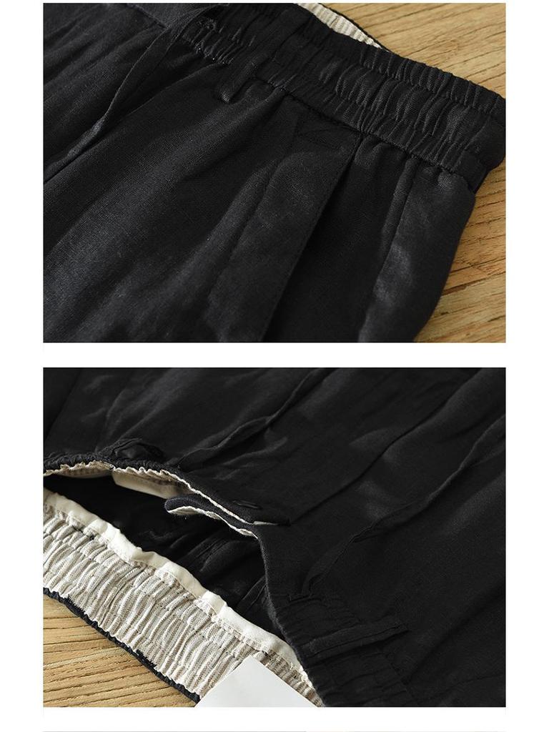 3582 Men's Retro Japanese-Style Casual Linen Pants - Loose, Straight Leg Trousers