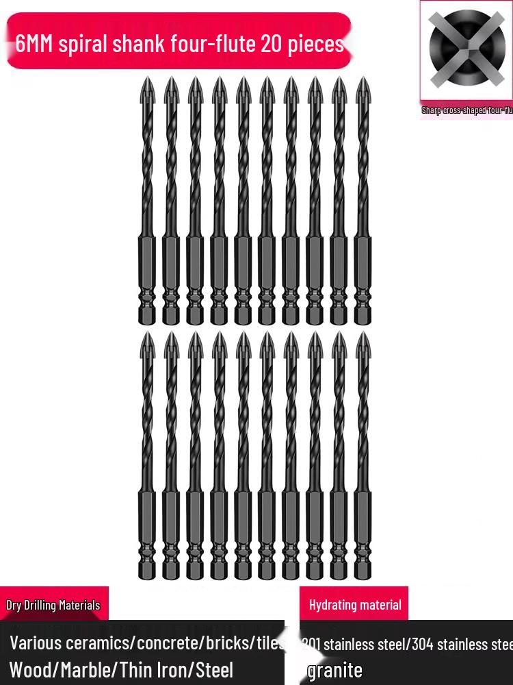 6mm All-In-One Tile and Concrete Drill Bit - Four-Flute Alloy Triangle for Glass and Cement