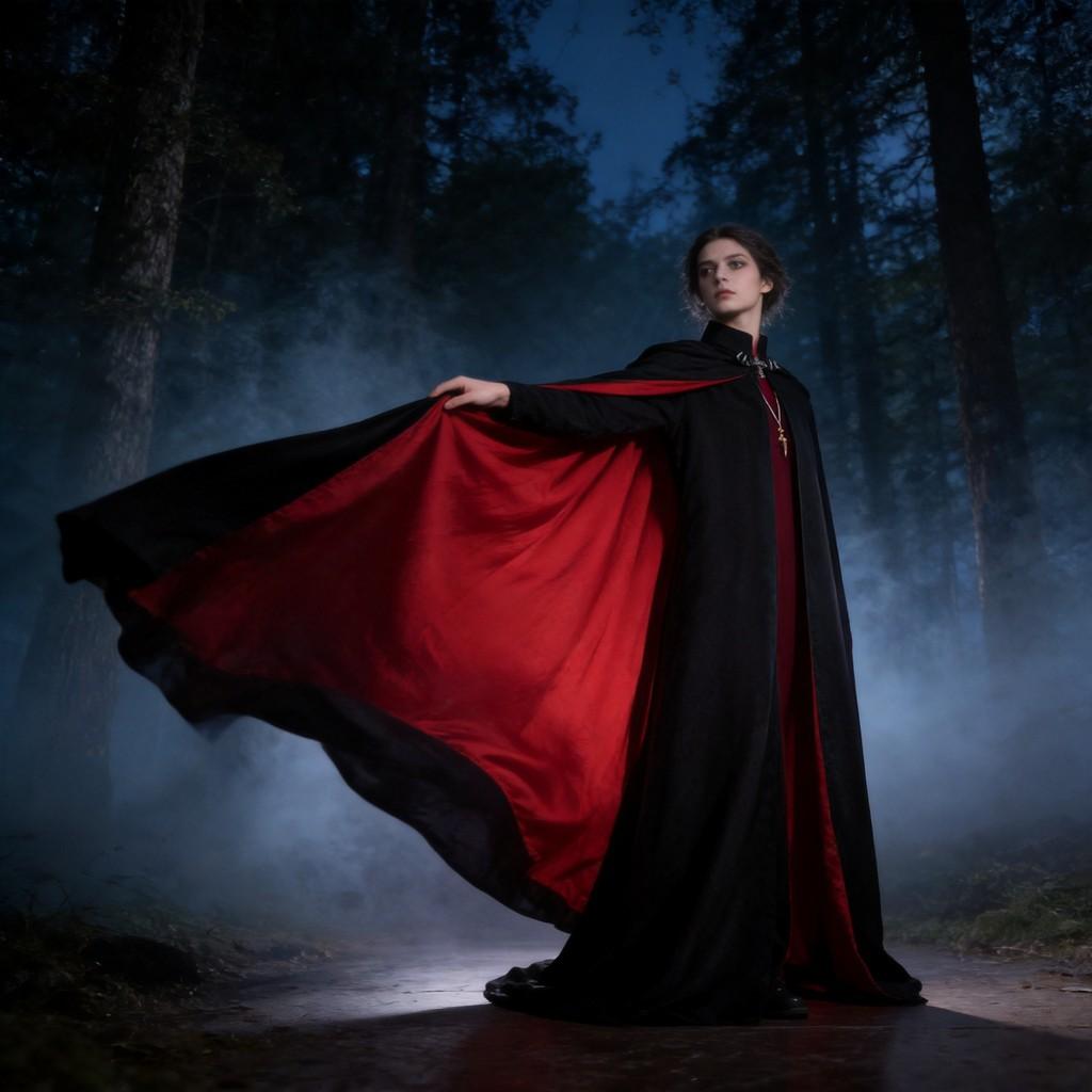 Costume da Cosplay da Vampiro Gotico Con Mantello Lungo Fino ai Piedi Per Feste di Halloween
