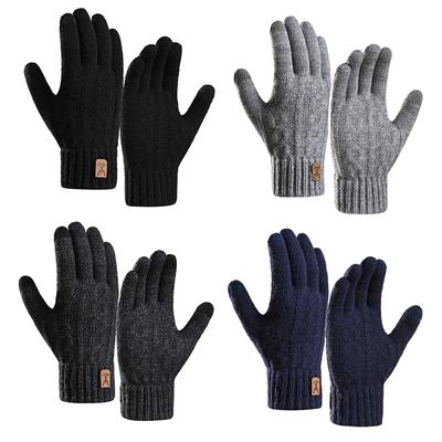 1 Paire Gants Chauds Gants d'Hiver Pour Hommes Gants Chauds Coupe-froid Cyclisme Doigt Entier Gants Écran Tactile Gants d'Alpinisme