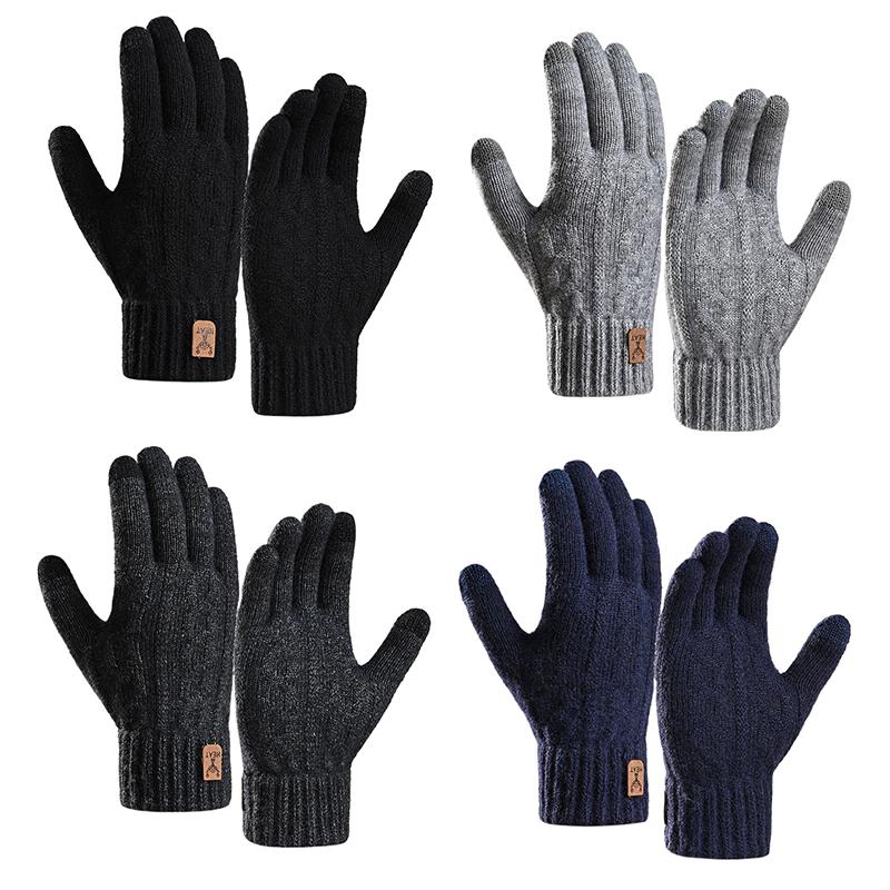 1Pair Warm Gloves Autumn Winter Gloves For Men Cold-Proof Warm Gloves Cycling Full Finger Touch Screen Gloves Gifts