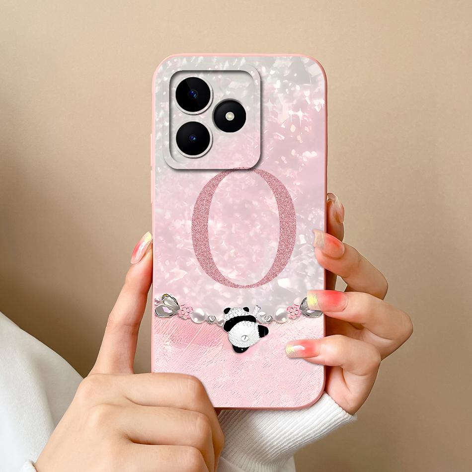 Case For Realme Note 50 60 Cute Panda Letter Soft Liquid Silicone Phone Shell For Oppo Realme Note50 Full Protection Back Cover