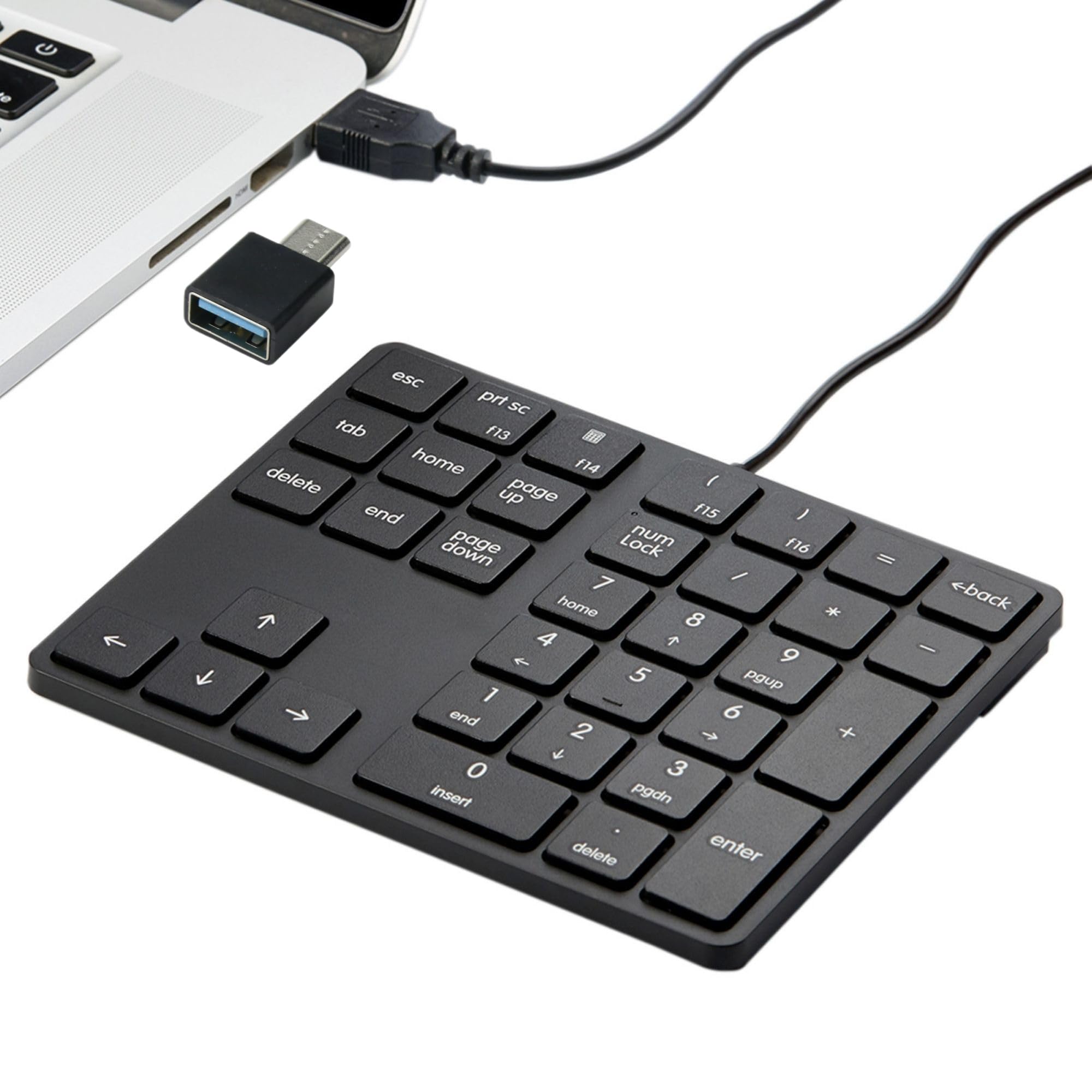 

Levieny [Сумісна з WiredUSB Type-C] Тонка 34-клавішна цифрова клавіатура з клавішею Tab, USB міні-клавіатура, Сумісна із зовнішніми ПК/ноутбуками,