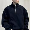 Men's Autumn Trendy Half-Zip Polo Hoodie - Cool Streetwear Lapel, Striped & Lightweight Jacket