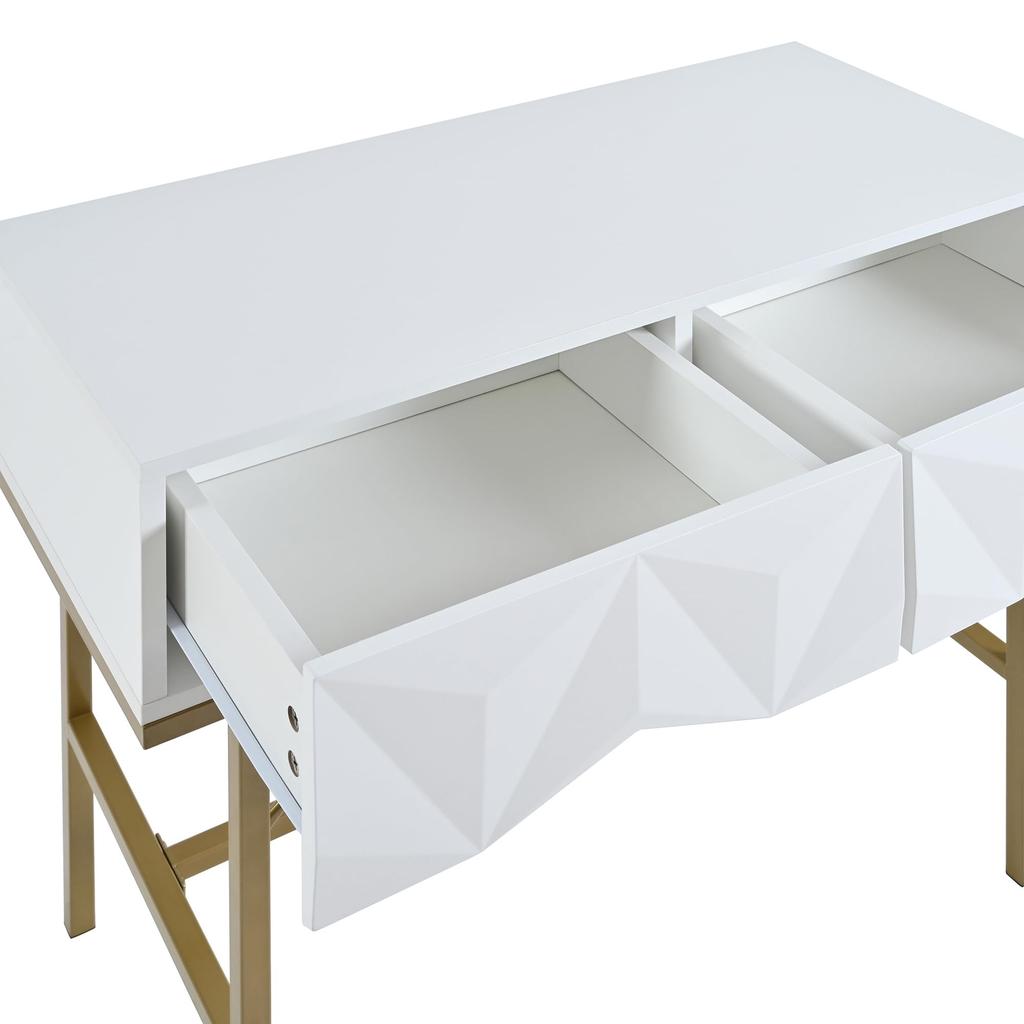 Console Table, Hallway Table with 2 Drawers, Side Table Wood, Sofa Table with Stable Metal Frame