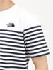 The North Face Short Sleeve Paneled Striped UV Size M Men's Tee, Quick-Drying, Protection, White,
