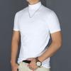 Sommer-T-Shirt für Herren, kurze Ärmel, halbhoher Kragen, gestreift, einfarbig, Pullover, schmale Passform, weich, atmungsaktiv, Business-Casual, Herren-Büro-Oberteil
