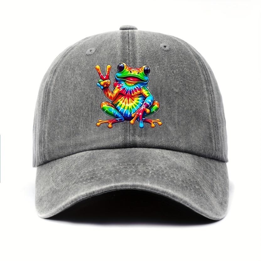 Colorful TieDye Frog Emblem Baseball Cap  Lightweight Handwashable and Made of CottonAppropriate for Any Season