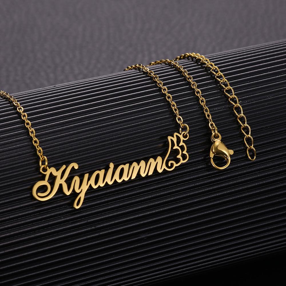 

Angel Wings DIY Personalized Name Necklace For Women Stainless Steel Custom Elegant Exquisite Girls Birthday Jewelry Best Gift Silver