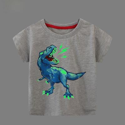 2025 Boys' Dinosaur Print Luminous Short-Sleeve T-Shirt
