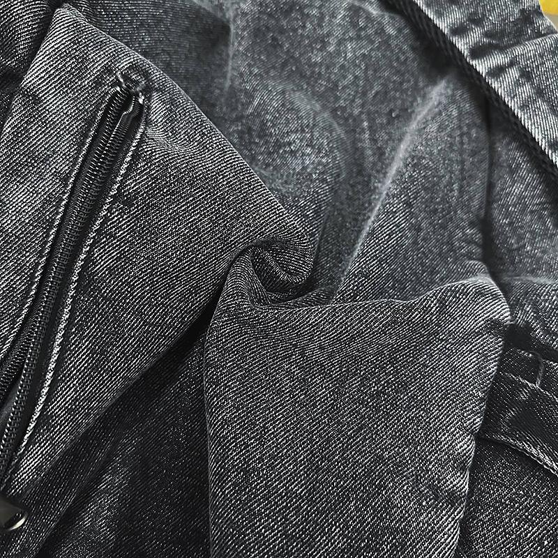 Vintage Solid Color Denim Backpack Large Capacity Travel Backpack Middle School Student Schoolbag