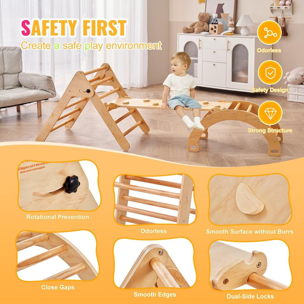 Pikler Dreieck Set 5in1 Montessori Kletterspielzeug für Kleinkinder Groß Holz