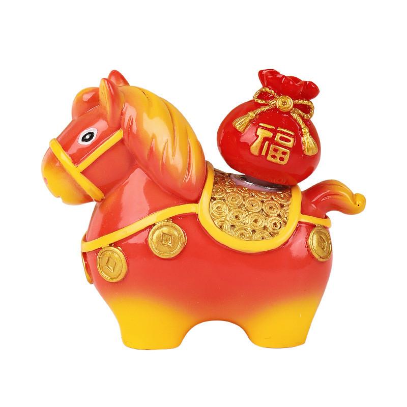 Small Pony Fortune Resin Desk Ornament With Lucky Symbols For Office Decor And Giftgiving