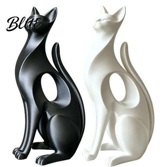 Hollow Cat Statue 3D Printed Figurine Modern Geometric Sculpture