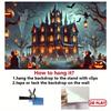 Single Piece Background Banner - Gothic Castle Mansion with Glowing Jack-o-lanterns, Halloween Party Decorations