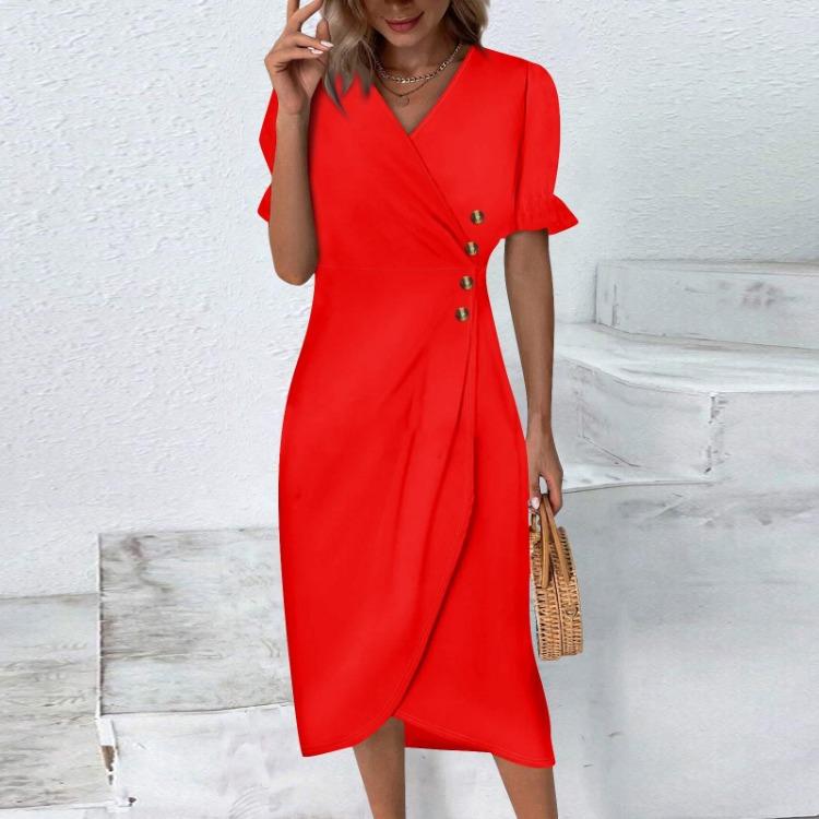 

Богемное пляжное макси-платье для женщин, элегантное, летящее, с драпировкой, запахом, V-образным вырезом, весенне-летнее гавайское платье XXXL красный