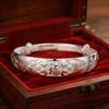 Dragon and Phoenix Fu silver bracelet for women, adjustable, new style with blooming flowers, wrist accessory, new Chinese style, daily wear