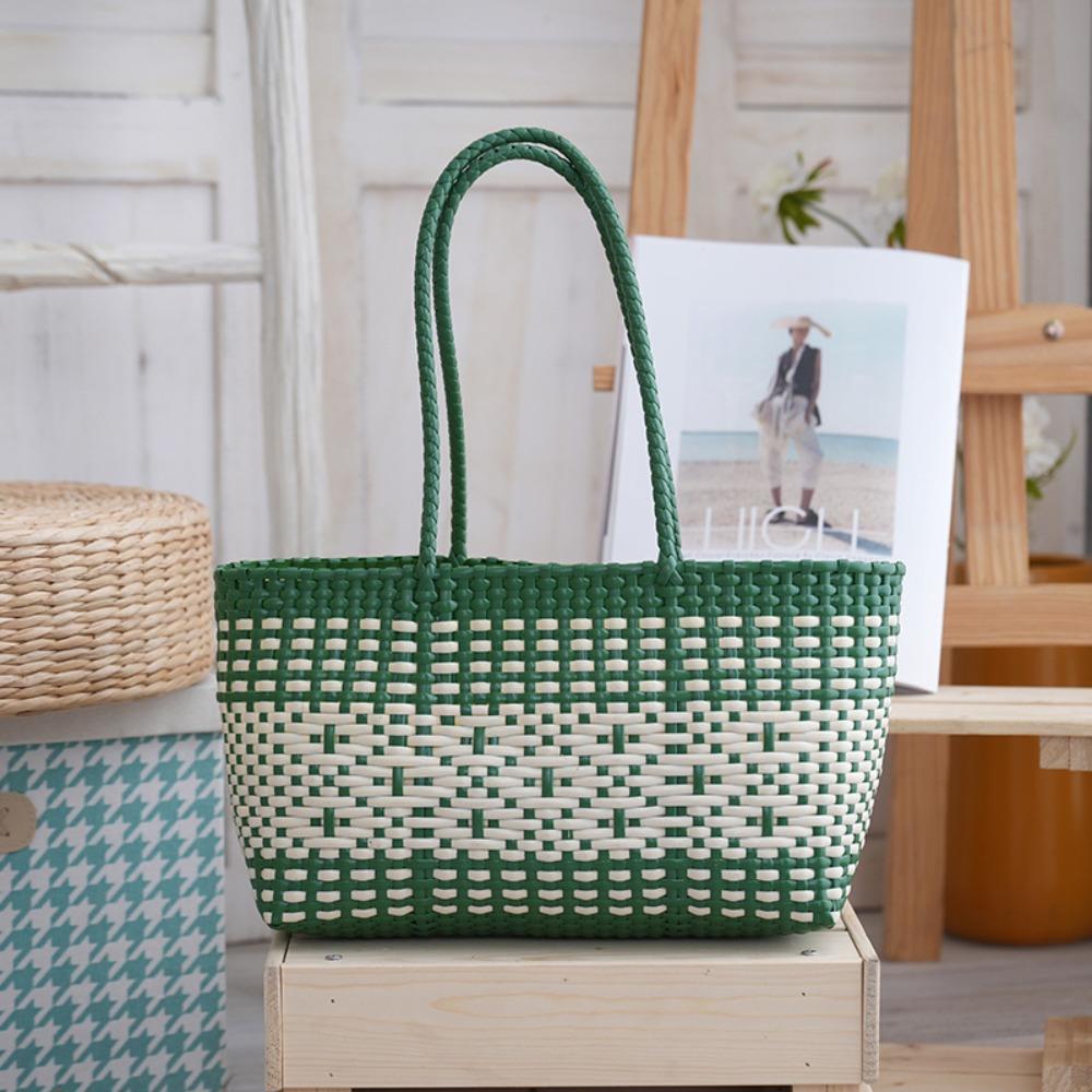 

Hollow Out Weave Bag Bohemian Style Plastic Handbag Trendy Beach Tote Bag Shopping