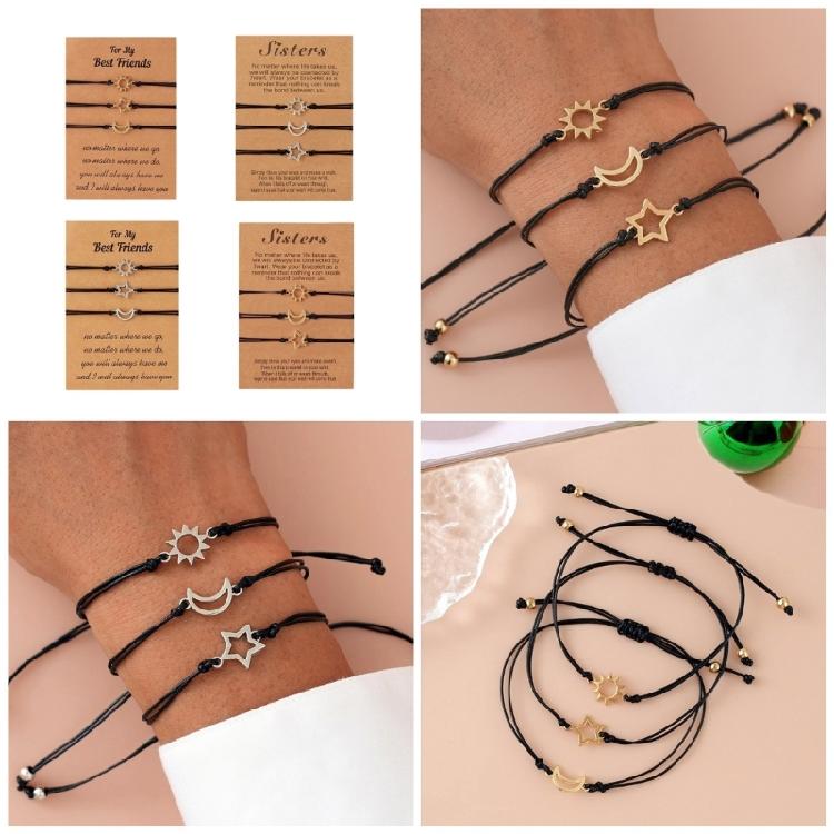 3 Stück Mode Gewebtes Beziehungsarmband Verstellbare Freundschaftsarmbänder Schmuck