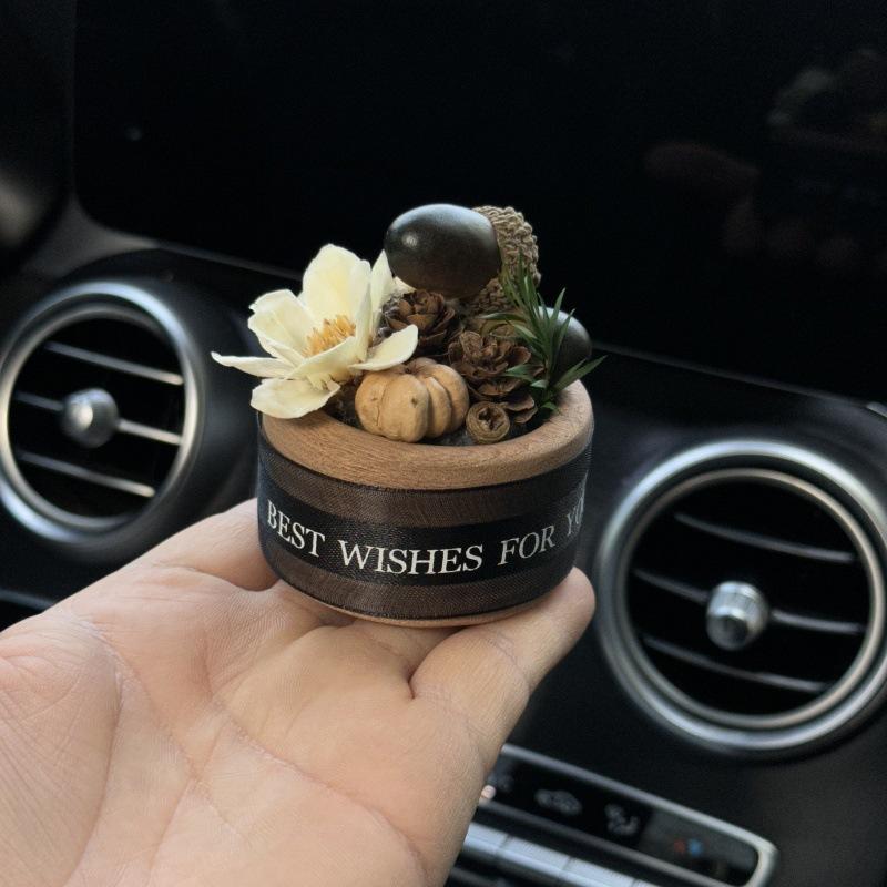 Premium Car Wood Aromatherapy Diffuser Cinnamon Stick Dried Flower Car Dashboard Decor Gift Women Bestie Girl Birthday Present