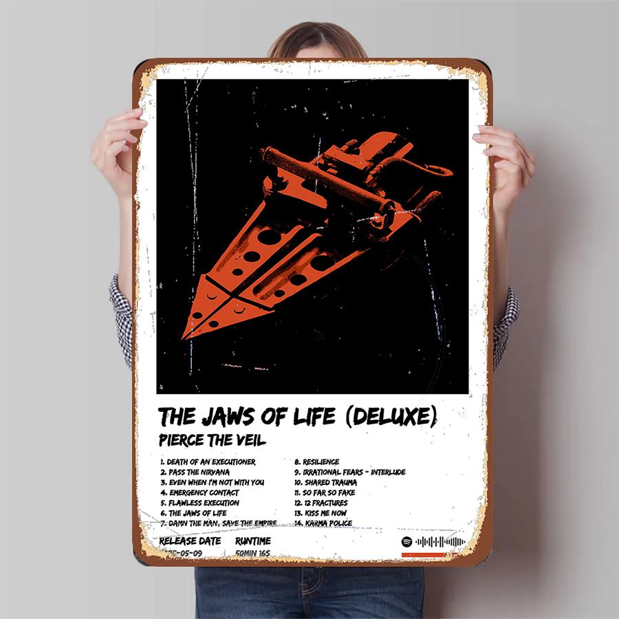 The Jaws of Life Deluxe Album Cover Metal Poster Pierce The Veil Music Art Decor Wall Hanging for Fans 20x30cm(7.8x11.8inch)