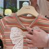 2Pcs/Set Baby Girls Clothes Sets Kid Striped Short Sleeved Tops+Pants Suits Toddler Bowknot Costume Summer Children Clothing