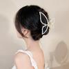 Gold Metal Ribbon Pearl Hair Clip