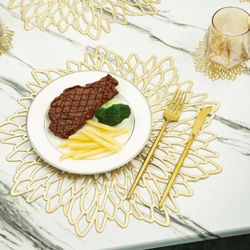 8 szt. wydrążonych podkładek stołowych w kształcie kwiatów z PVC, odpornych na ciepło podkładek pod talerze do jadalni