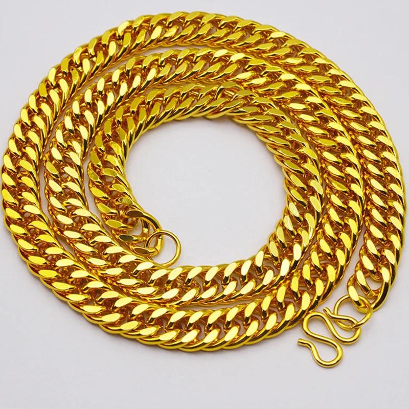 Sand Gold Collar Necklace, Thin Chain For Women, 24K Gold-Plated Copper Single/Double Wave Chain