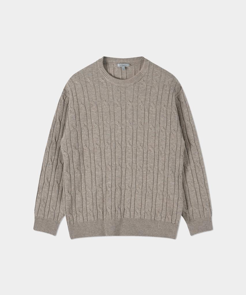 BIRBANTE Soft Washable Cable Round Knit - Beige