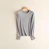 Women's Ribbed Knit Crew Neck Long Sleeve Top - Slimming & Versatile