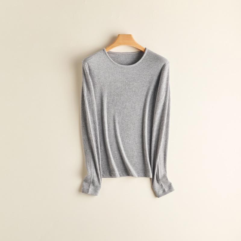 Women's Ribbed Knit Crew Neck Long Sleeve Top - Slimming & Versatile