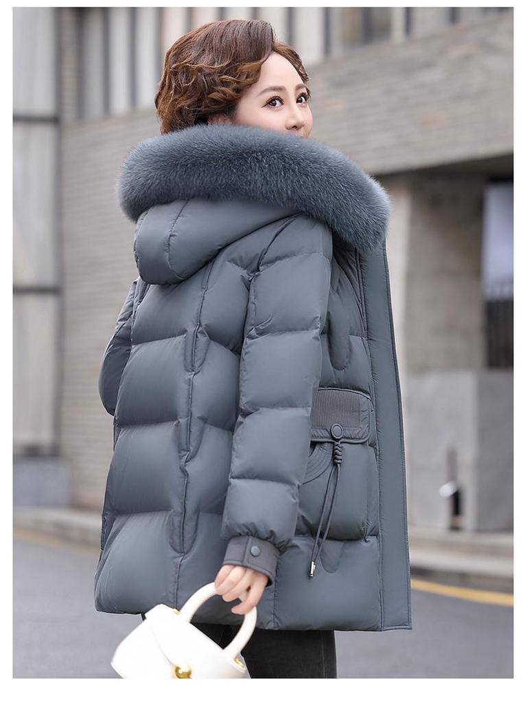 Mom's Mid-Length Down Jacket 2025: Winter Warm, Thickened Cold-Proof Coat for Middle-Aged and Elderly Women