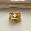 925 Sterling Copper Open Ring for Women Fashion Handmade Geometric Irregular Lines Ring Party Zircon Holiday Christmas Gifts