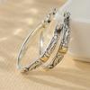 Vintage Hand Carved Texted Silvery Plated Hoop Earrings for Women's Exquisite  Party Vacation Jewelry Accessories Crafts