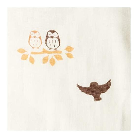 Fukukoi Double Gauze Hand Towel - "Fukuro" (Owl) Design, Approx. 32x89cm, Auspicious Owl Pattern, Soft Double Gauze, Made in Japan, 100% Cotton