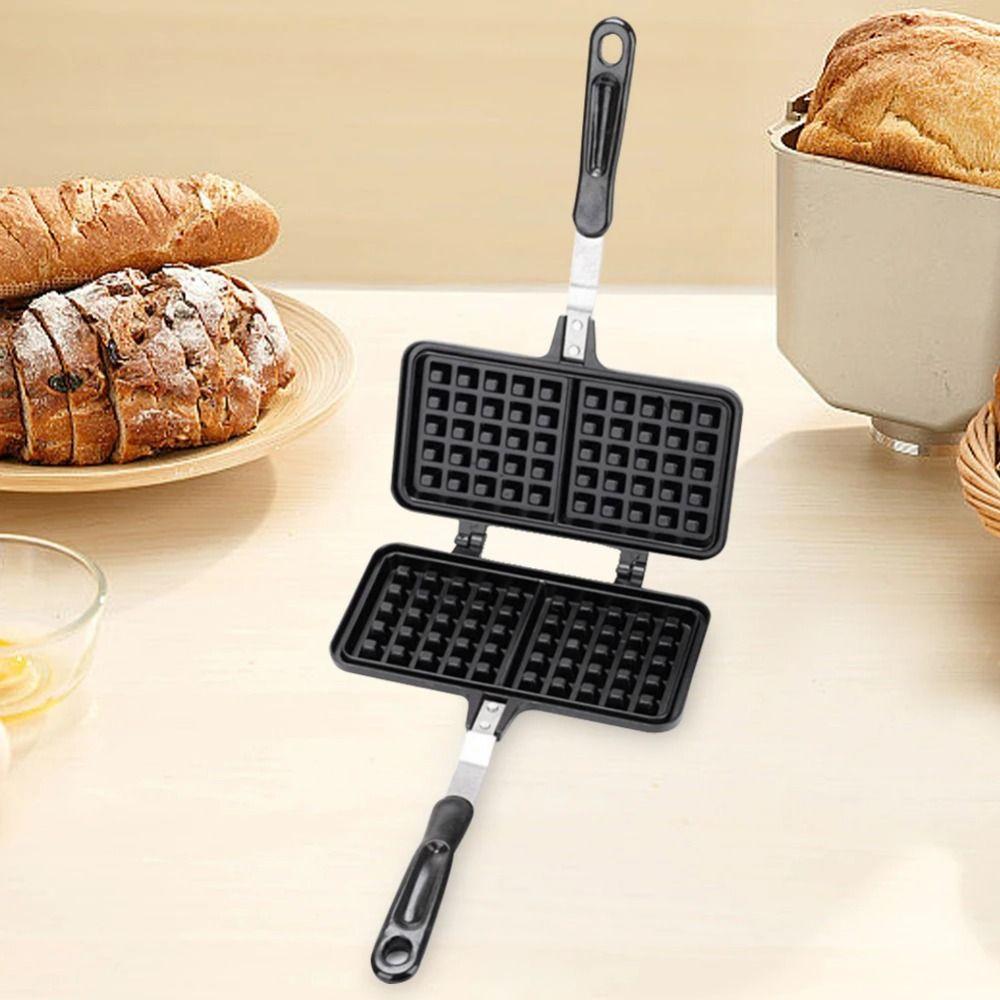 Rectangle Waffle Mold Pan Cast Aluminum Toast Frying Pan Cake Maker Sandwich Maker  Stove Top