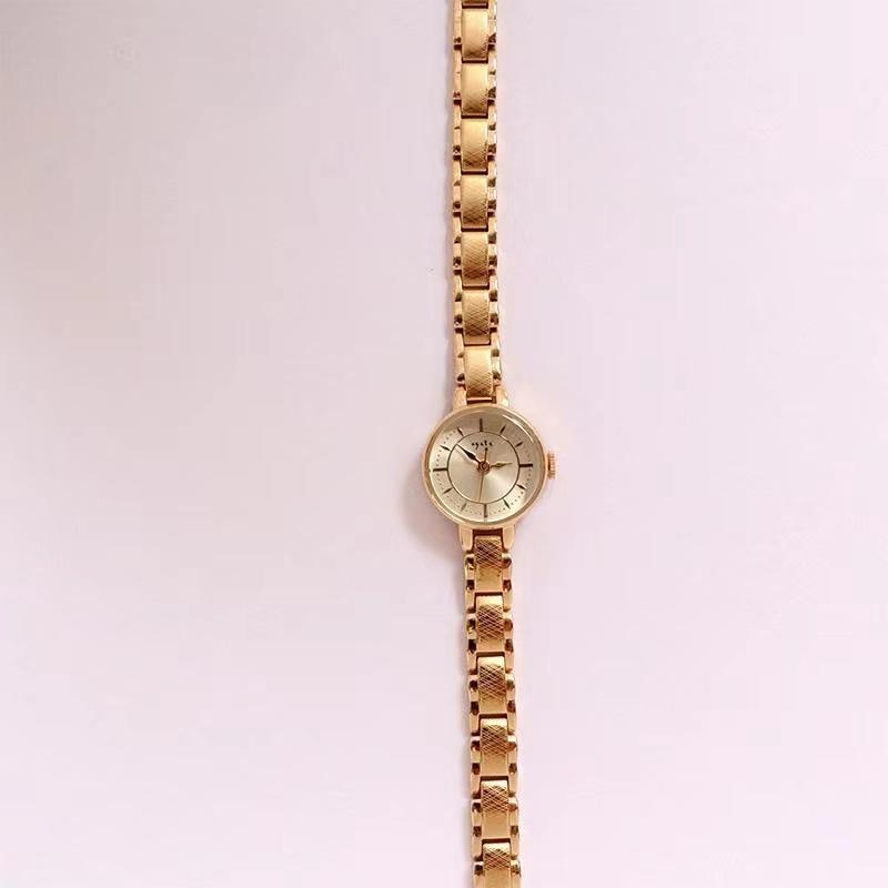 High Quality 24k GOLD Japanese brass band Luxury Explosions Mini Retro Fine Chain Exquisite Medieval Small Gold Women Watch
