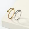 Unisex Minimalist Twisted Double Bead Open Titanium Steel Ring