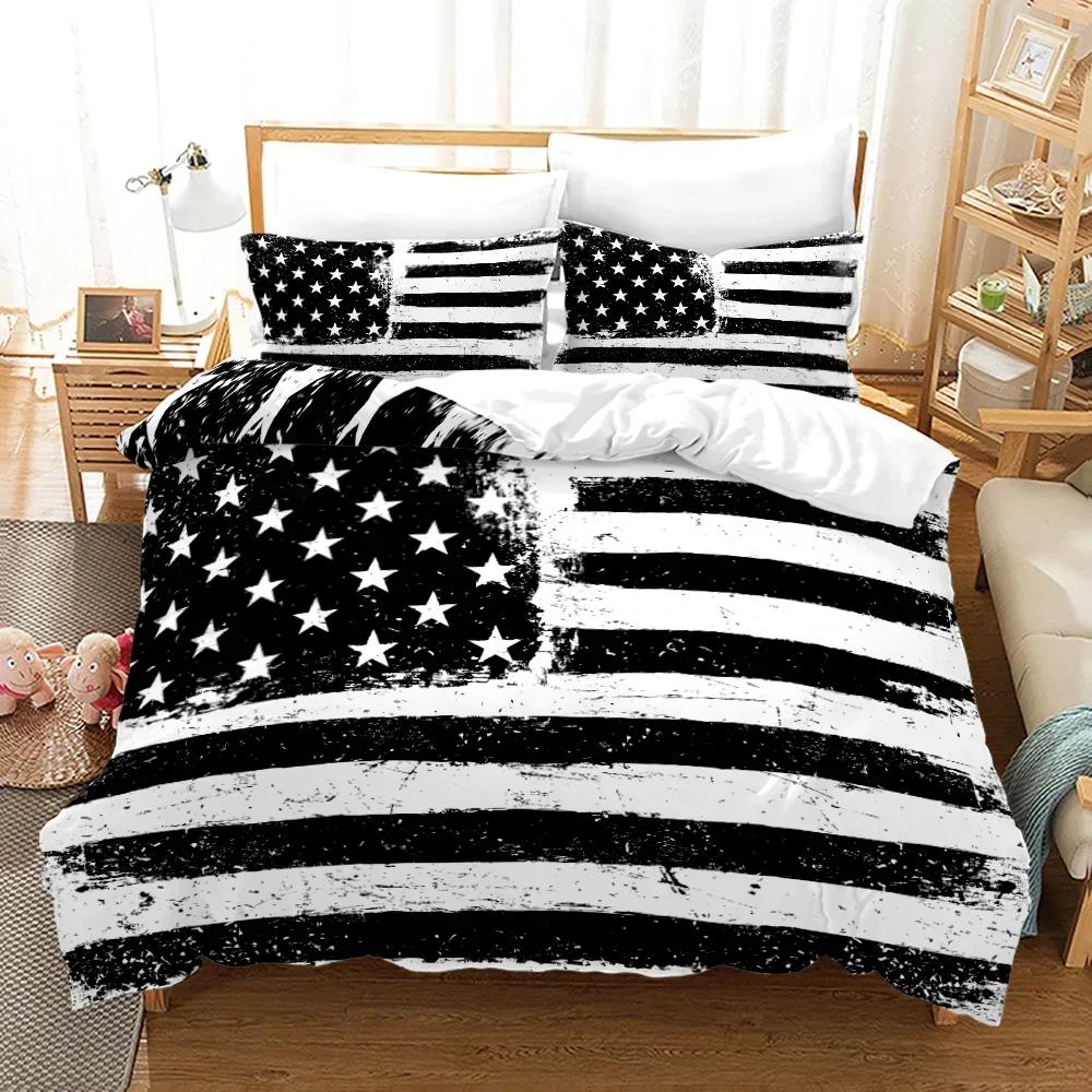 3D Print American Flag Fashion Bedding Set Double Twin King Duvet Cover Comforter Pillowcase Boys Girls Adults Bedroom