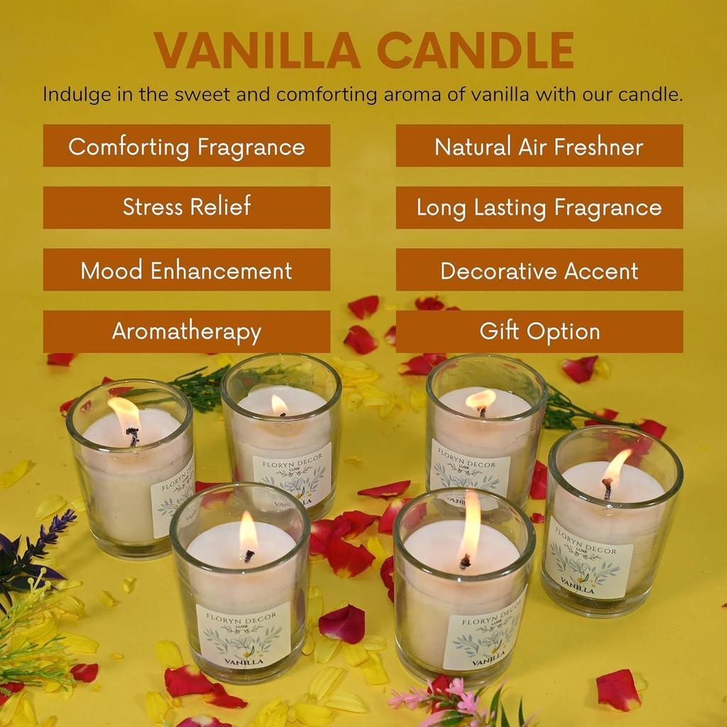 Decor Luxe Vanilla Scented Soy Wax Candles for Home Decor | Fragrance Candles Set of 6,  Each