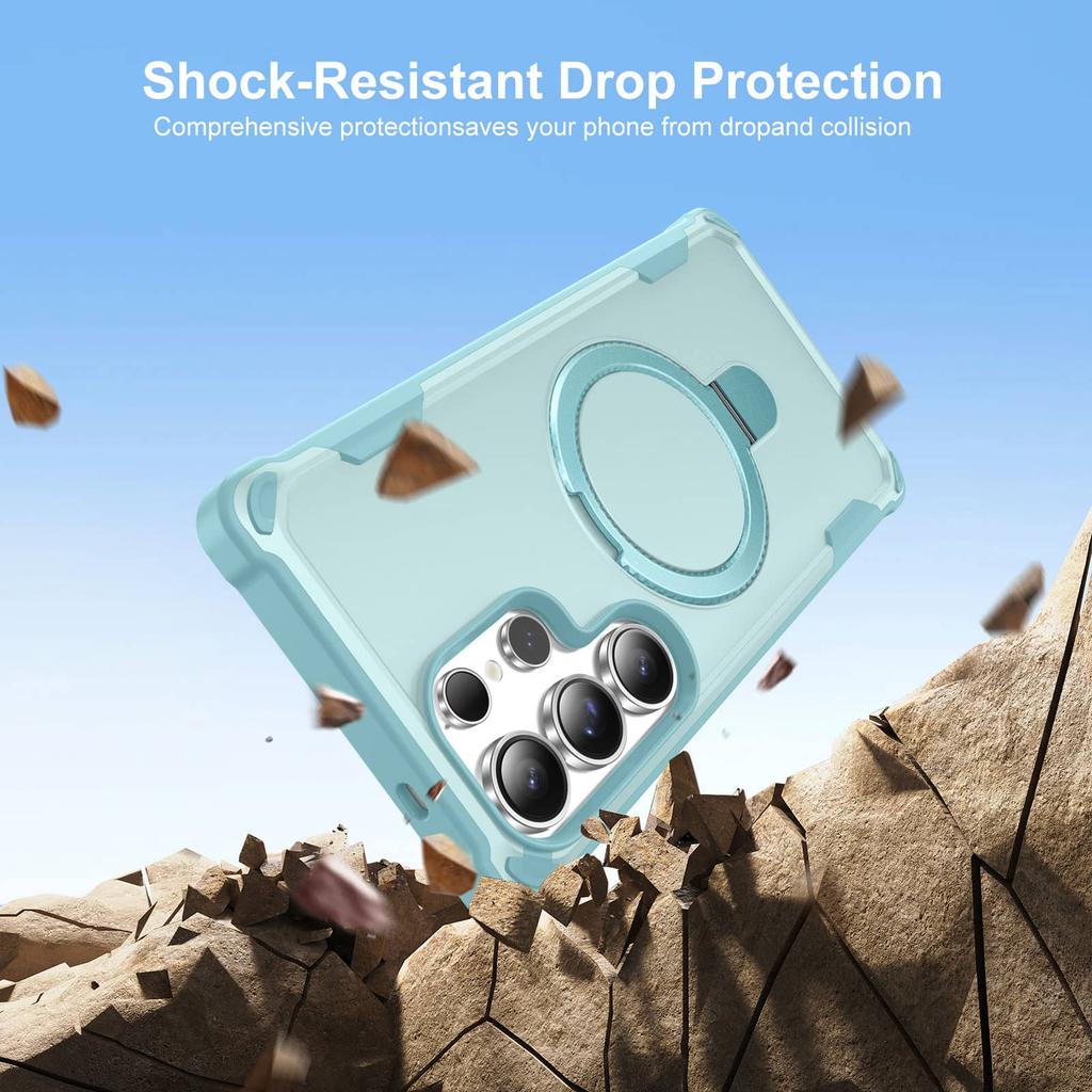 Magnetic Case For Samsung Galaxy S25 Ultra/S25/S24 Plus, MagSafe Charging Compatible Heavy Duty Shockproof Cover With Ring Stand