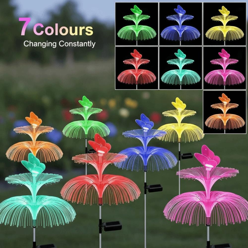 Colorful Outdoor Solar Light Waterproof Fiber Optic Lamp New Solar Jellyfish Lamp  Landscape Light