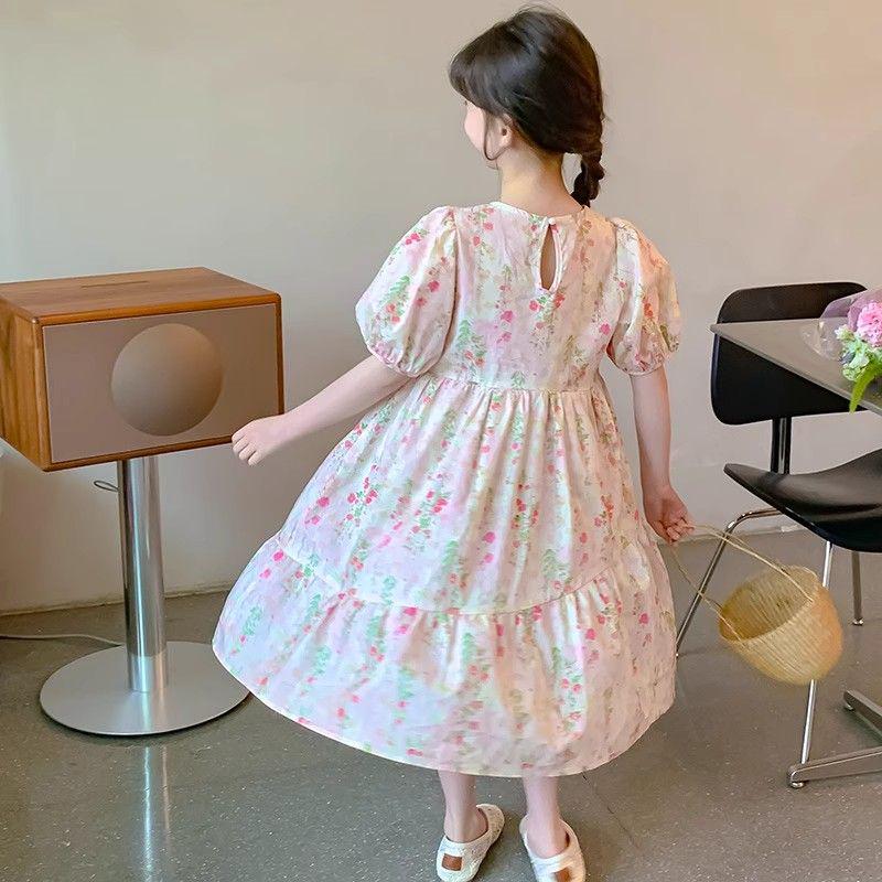 Girls' Floral Mori-Style Summer Princess Dress - Cute Long Skirt for Kids