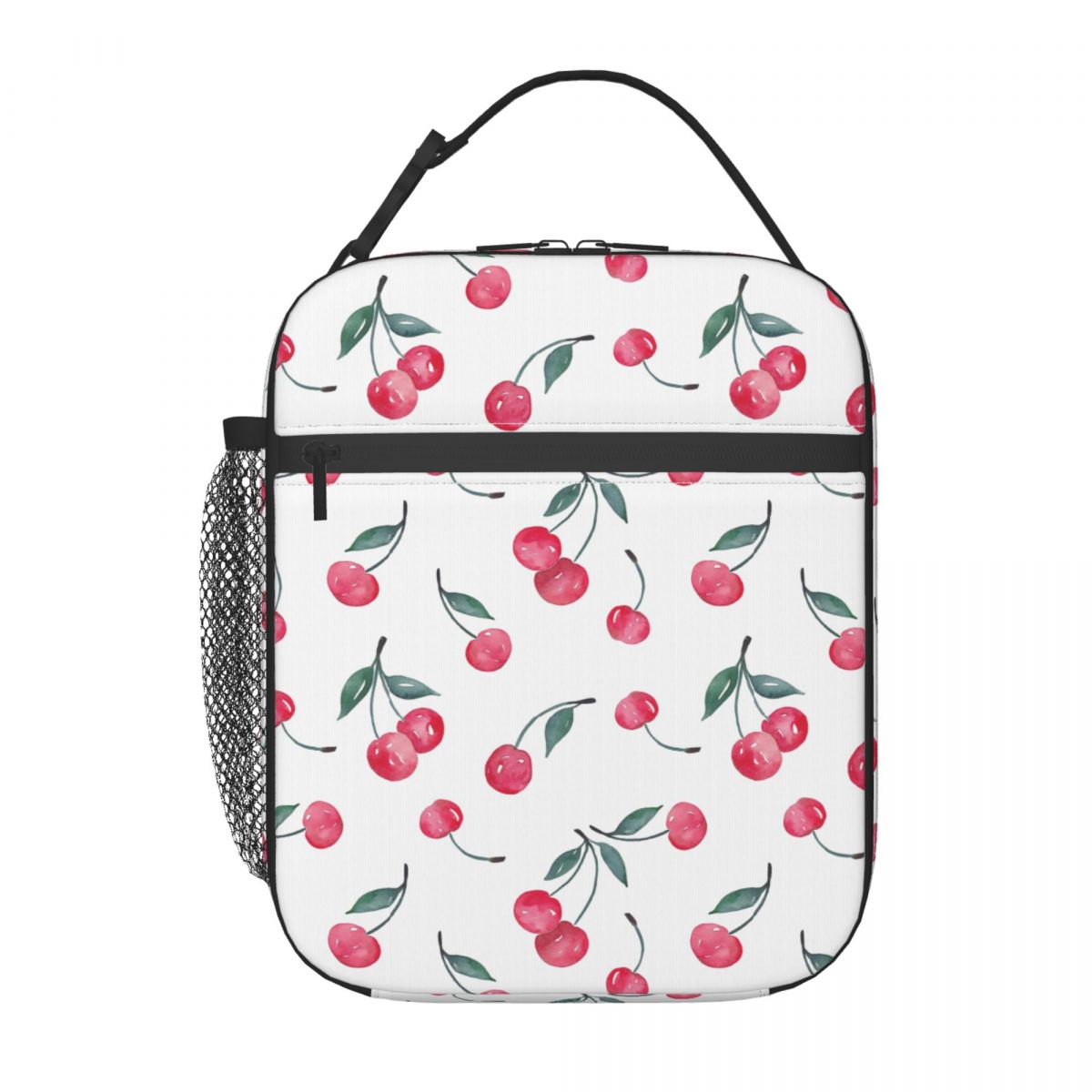 

Cheerful Red Cherry Pattern Insulated Lunch Bag for Women Children Leakproof Food Boxes Thermal Lunch Box Tote One Size