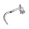 Decorative Titanium Nose Ring With White Premium Zirconia - Tn-028 0.8/6.5