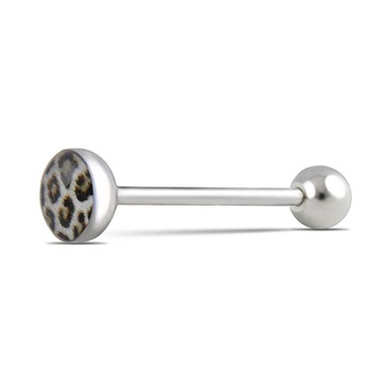 6Pcs Mixed Leopard Ball Barbell Bar Tongue Ring Stainless Steel Body Jewelry