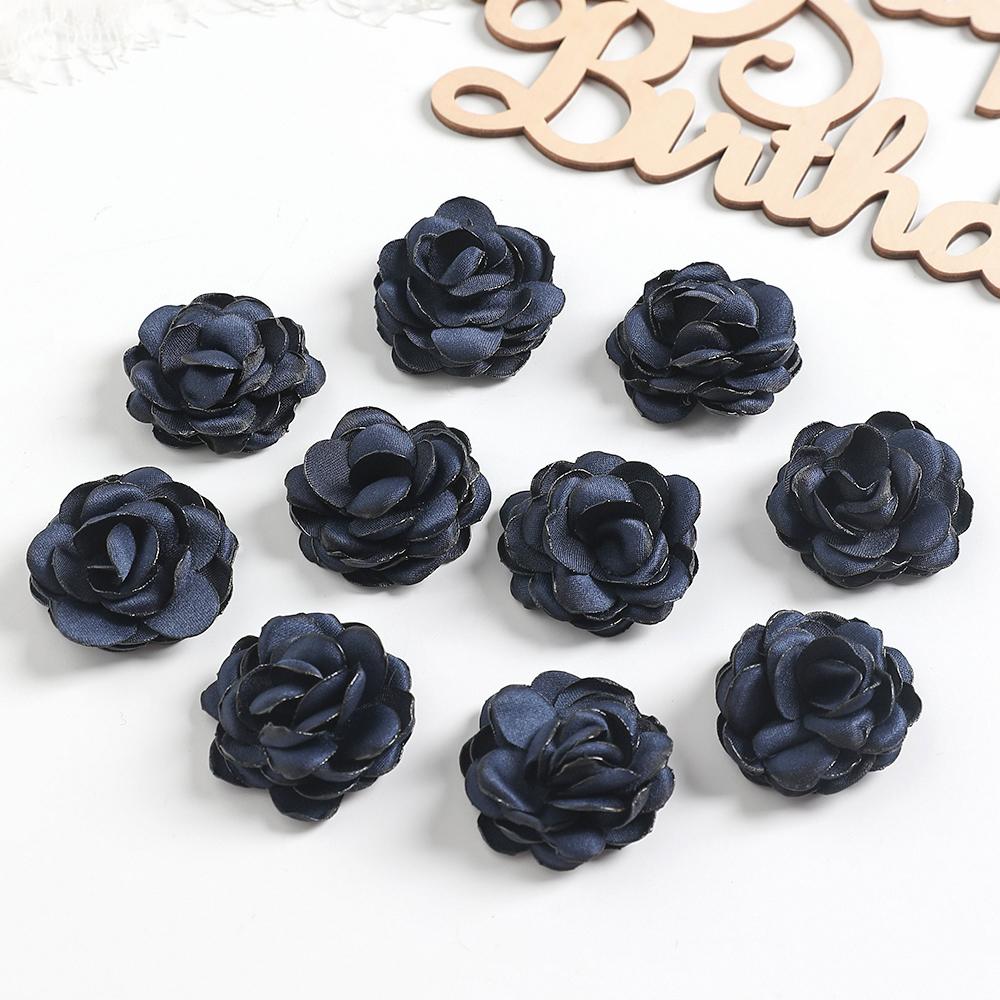 

5/10 шт. Искусственные цветы 3,5 см Ручной работы Обожженный край Цветы камелии Для DIY Шитья Рукоделия Аксессуары для одежды Свадебные украшения 5Pcs темно-синий