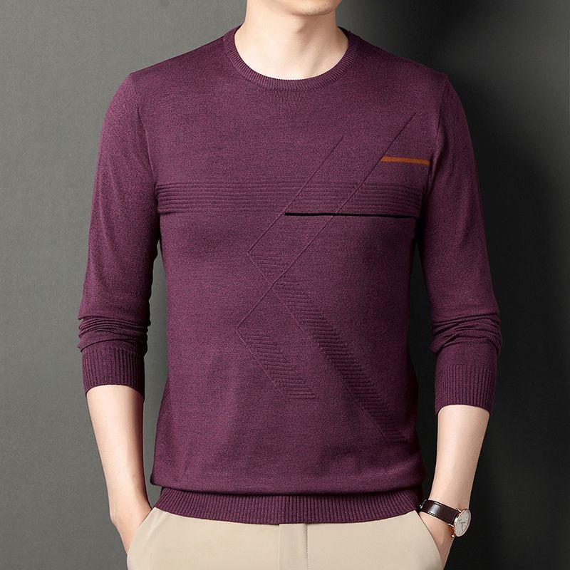 Smart Casual Sping Autumn Men O-Neck Sweaters Patchwork Thin Fashion All-match Business Long Sleeve Loose Pullovers Knitted Tops